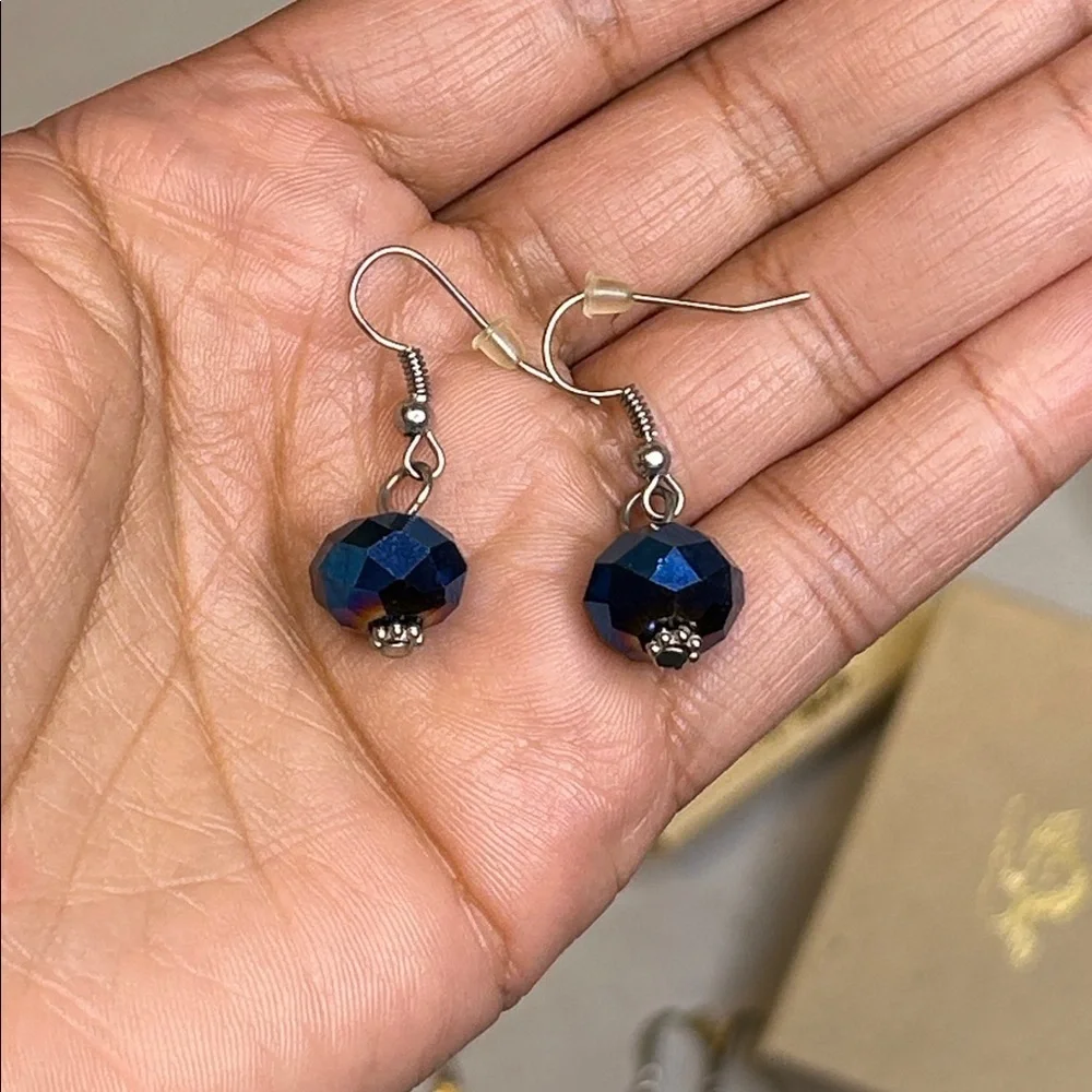 Vintage Charles Klein Blue Beaded Necklace and Earring Set